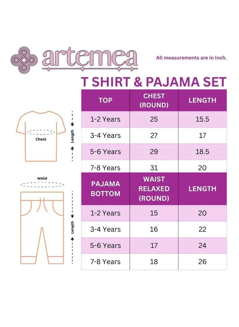 Artemea  Flower printed Girls Premium Peach Boxy T shirt and Floral Printed  Pajama  set (2pc set -Top & Bottom) for Women | Best Price UAE